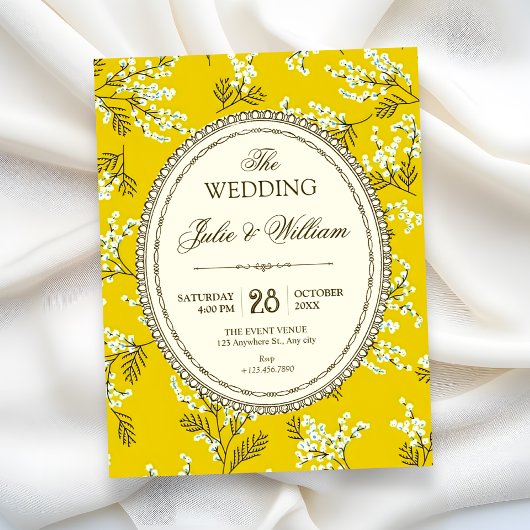 Antike Florale Hochzeit Einladung