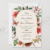 Antike Florale Hochzeit Einladung (Vorderseite)