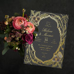 Antike florale Jugendstil Hochzeit Grau Gold Folieneinladung<br><div class="desc">Echte Folie ist da! Goldfolie auf Farbhintergrund; wählen Sie aus klassischem Gold,  Silber oder Rose. Feine Pastelltöne an den Blumen und Blätter sind optional und können im Designeditor entfernt werden.</div>