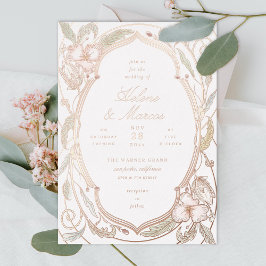 Antike florale Jugendstil Hochzeit Rose Gold Folieneinladung