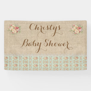 Antike Florale Jute-Spitze Shabby Rustikale Landha Banner