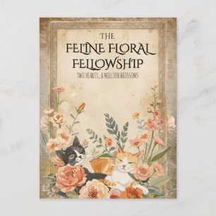 Antike Florale Katzen Cottagecore Botanische Kunst Postkarte