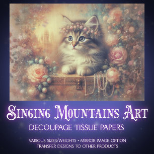 Antike Florale Katzen Cottagecore Handwerkskunst D Seidenpapier