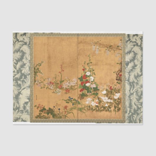 Antike, florale Kunsthandwerk Seidenpapier (Vorderseite)