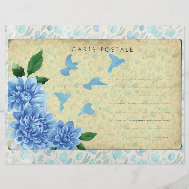 Antike florale Postkarten-Scrapbook-Ephemera (Vorderseite)