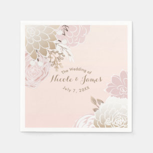 Antike Florale Rosa & Gold Rustikale Botanik Serviette