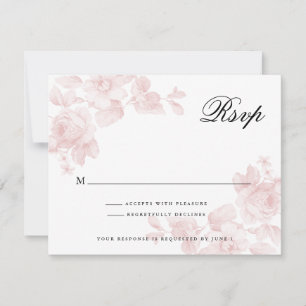 Antike Florale Rosa Hochzeit RSVP Karte