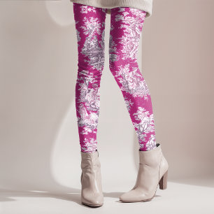 Antike florale rosa Magenta Toile de Jouy Leggings