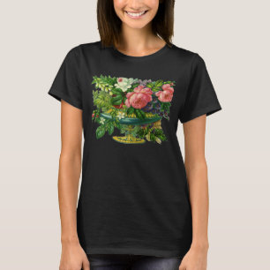 Antike Florale Rosa Rosen, Blumenstrauß in Vasen T-Shirt