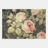 Antike Florale Rose Greenery Decoupage Geschenkpapier Set (Vorderseite 3)
