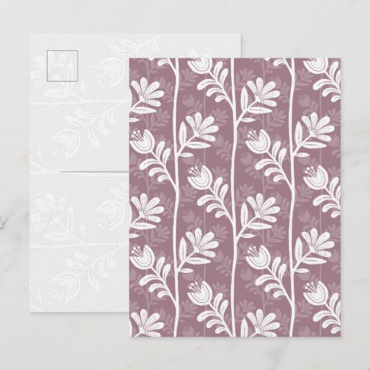 Antike Florale Rose Mauve Botanische Silhouette Postkarte (Vorne/Hinten)