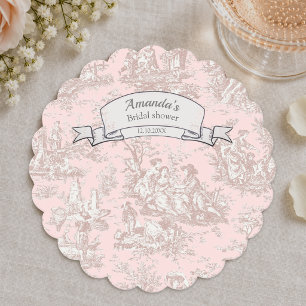 Antike florale roségoldene Toile de Jouy-Dusche Untersetzer