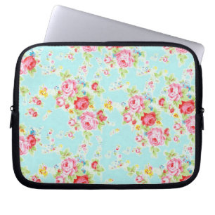 Antike florale Rosen blaue schäbige Rosenblumen ch Laptopschutzhülle