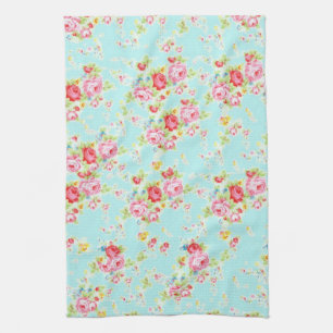 Antike florale Rosen blaue shabby chic Rosenblüten Handtuch