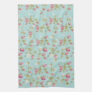 Antike florale Rosen blaue shabby chic Rosenblüten Handtuch