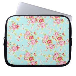 Antike florale Rosen blaue shabby rose chic Blumen Laptopschutzhülle