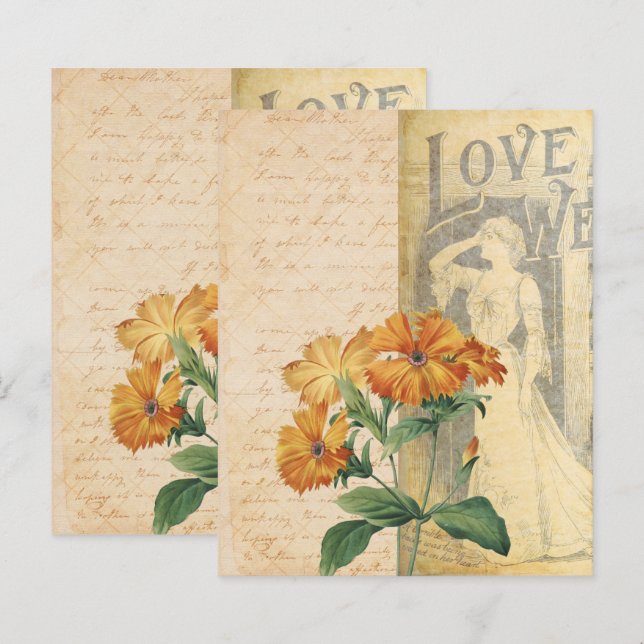 Antike florale Scrapbook-Ephemera (Vorne/Hinten)