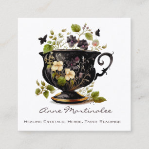 Antike Florale Teetasse Quadratische Visitenkarte