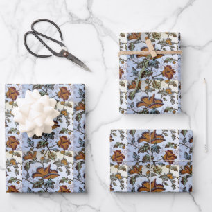 Antike florale Tile Geschenkpapier Set