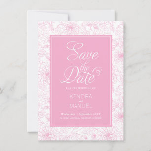 Antike Florale Toile Rosenrote Hochzeit Save The Date
