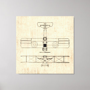 Antike Flugzeugdiagramme Vintage-Flugzeugkunst Leinwanddruck