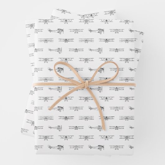 Antike Flugzeuge Luftfahrt Kunst-CUSTOM-FARBE Geschenkpapier Set (Beispiel)