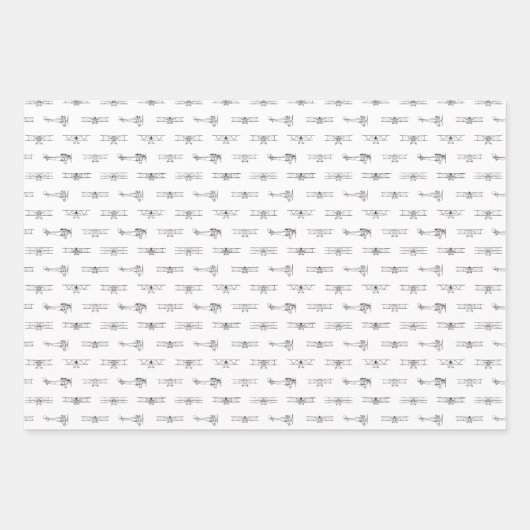 Antike Flugzeuge Luftfahrt Kunst-CUSTOM-FARBE Geschenkpapier Set (Vorderseite)