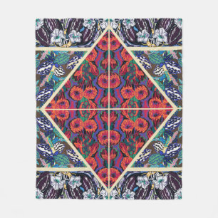 Antike französische Art Deco geometrische Blumenmu Fleecedecke