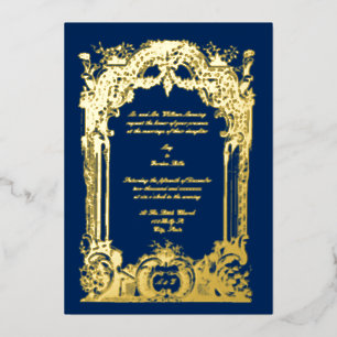 Antike französische barocke Rokoko-Hochzeit Folieneinladung