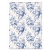Antike französische Blumen-Toile Blau Tischnummer (Rückseite)
