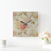 Antike französische Blumentoilette Quadratische Wanduhr (Zuhause)