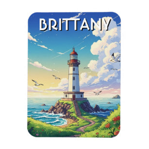 Antike französische Bretagne-Leuchtturm-Postkarte Magnet
