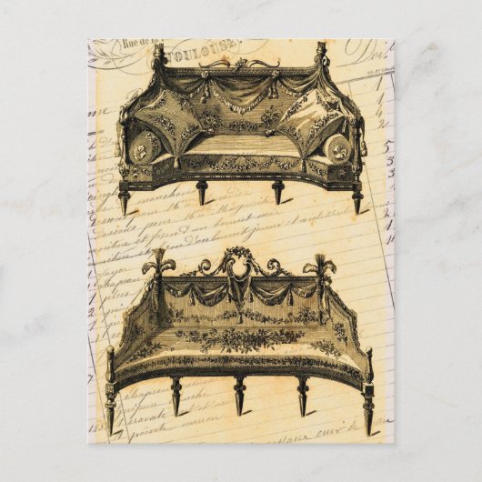 Antike französische Chic Möbel Sofas Postkarte (Vorderseite)