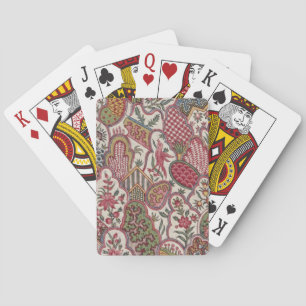 Antike französische ländliche Blumen-Vogel-Chintz- Spielkarten
