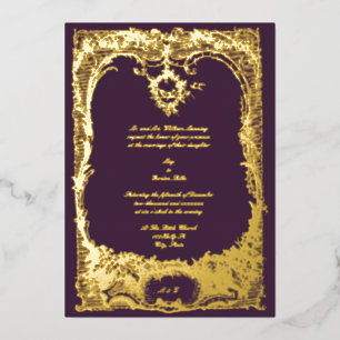 Antike französische Louis-XV-Rococo-Hochzeit Folieneinladung