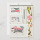 Antike französische Mode-Teller und August-Kalende Save The Date (Vorderseite)