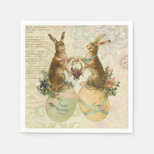 Antike französische Osterhasen Serviette