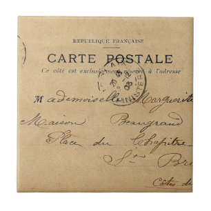 Antike französische Postkarte Fliese