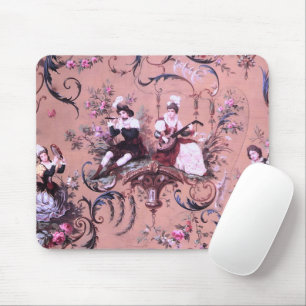 Antike französische rosa Toile im viktorianischen Mousepad