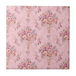 Antike französische rosa viktorianische floral-roc fliese