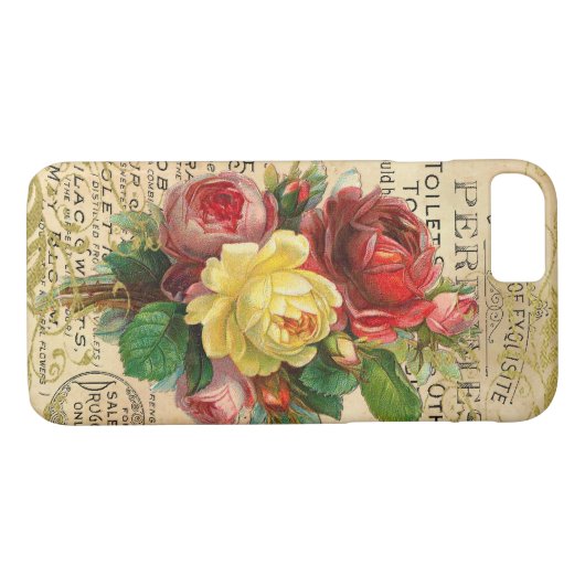 Antike französische Rose Case-Mate iPhone Hülle (Rückseite (Horizontal))