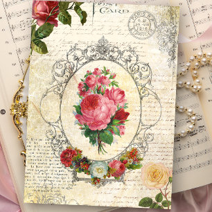 Antike Französische Rose Ephemera Decoupage Seidenpapier