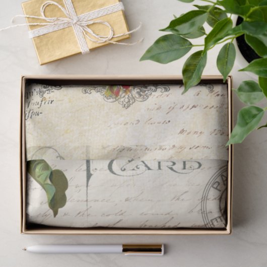 Antike Französische Rose Ephemera Decoupage Seidenpapier (Geschenk)