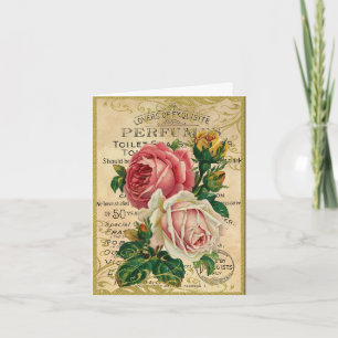 Antike französische Rosen Dankeskarte