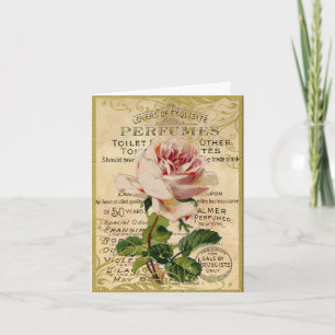 Antike französische Rosen Dankeskarte