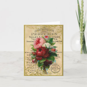 Antike französische Rosen Dankeskarte