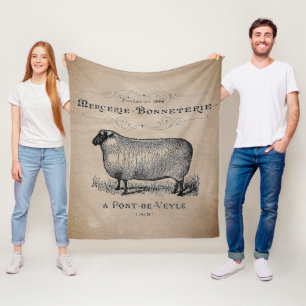 Antike französische Schaf gealterter Musselin Baue Fleecedecke