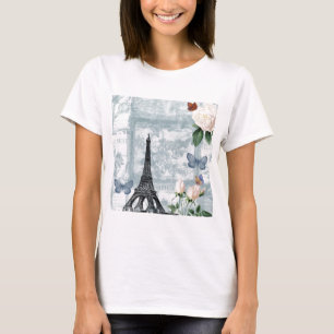 Antike französische Schmetterlinge und Rosen T-Shirt