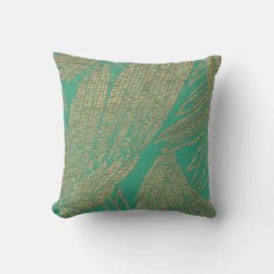 Antike französische Textilie Blaue Federn Kissen
