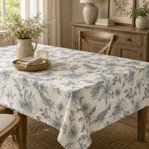 Antike französische Toile Botanical Vogel ländlich Tischdecke